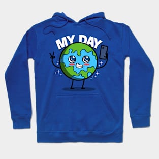 Cute Kawaii Planet Earth Meme For Earth Day Hoodie